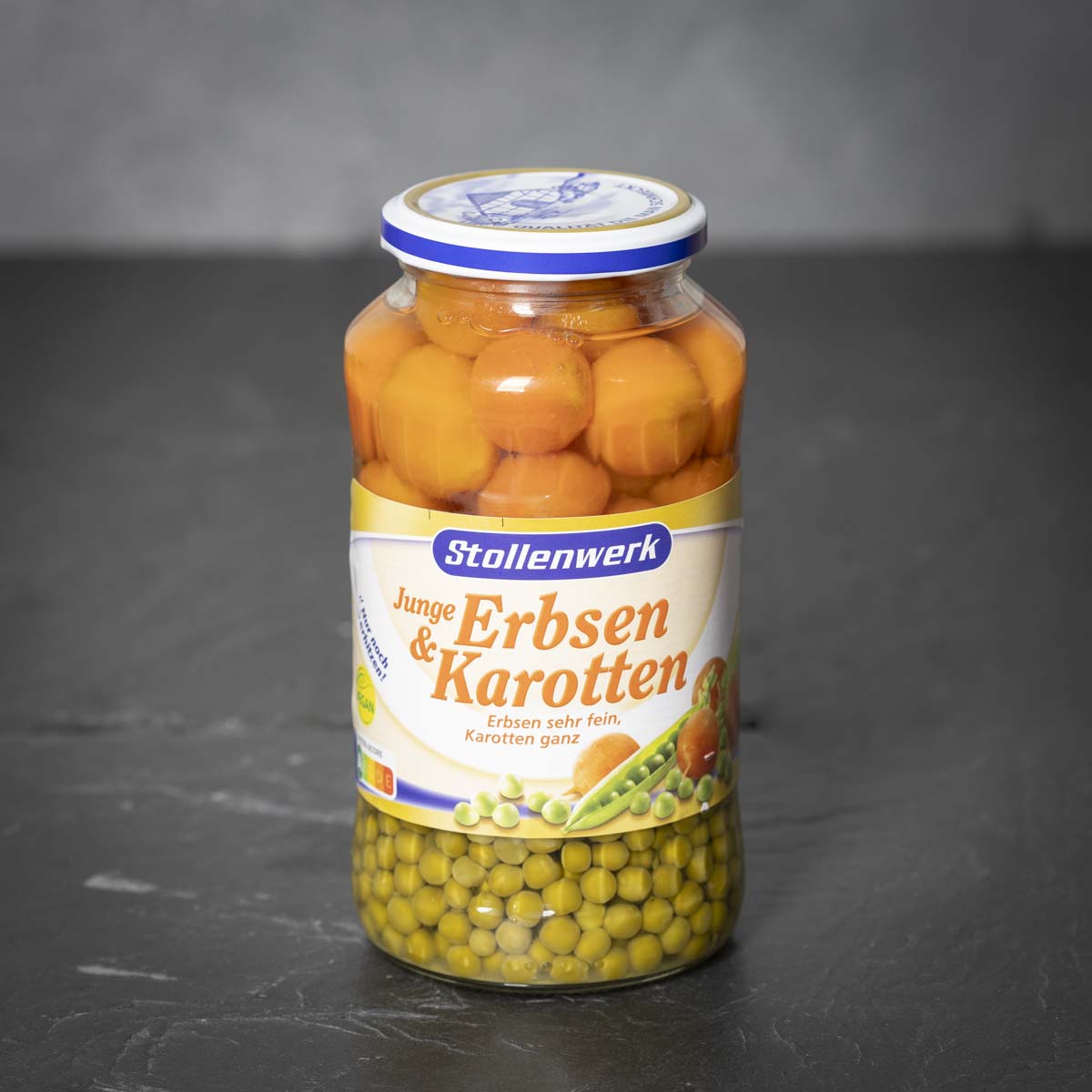 Junge Erbsen & Karotten im Glas – Feinkost